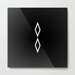 White and Black Minimalist Geometric Glyph Mandala Sigil Rune 277 Metal Print