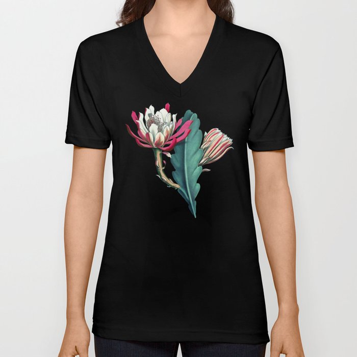 Flowering cactus IV V Neck T Shirt