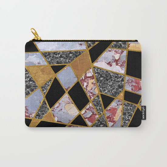 Abstract #486 Shards of Onyx, Marble & Gold Carry-All Pouch
