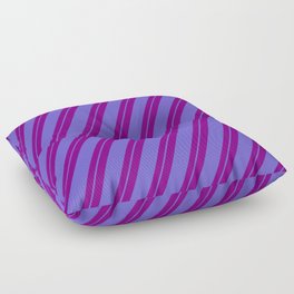 [ Thumbnail: Purple and Slate Blue Colored Striped/Lined Pattern Floor Pillow ]