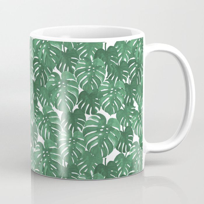 Monstera house plant leaf green painting pattern trendy hipster indoor house plant tropical garden   Coffee Mug