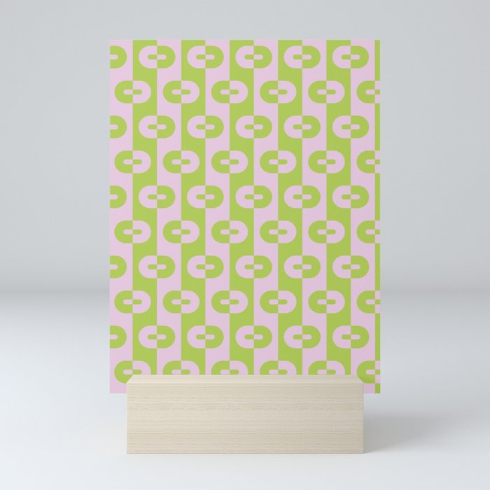 Geometric Pattern - Green Pink Mini Art Print