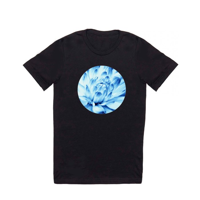 Expressive Dahlia In Light Blue T Shirt