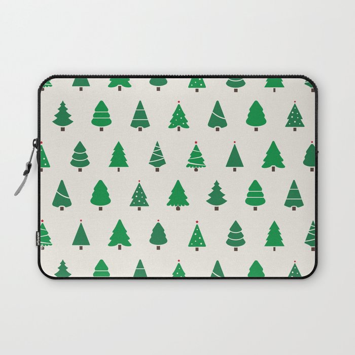 Christmas Pattern Green Tree Retro Laptop Sleeve