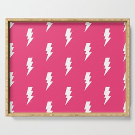 Pink and White Aesthetic Lightning Bolt  Serving Tray