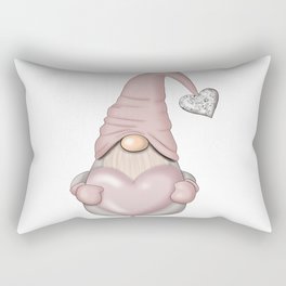 Romantic Gnome With Pink Heart Rectangular Pillow