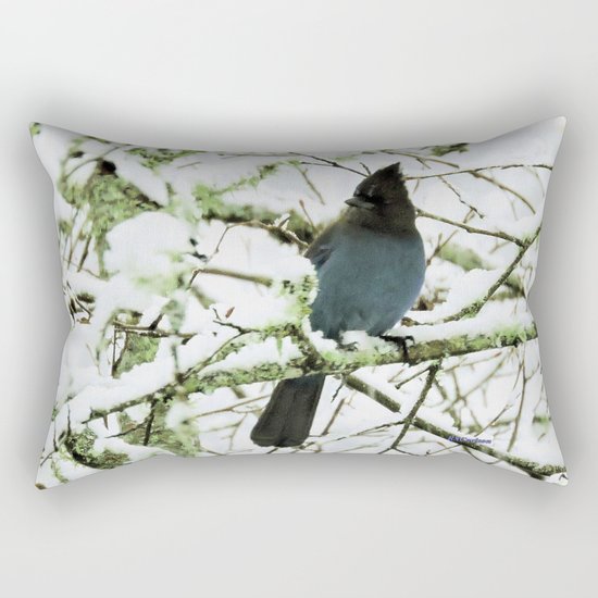 Steller's Jay in the Snow Rectangular Pillow
