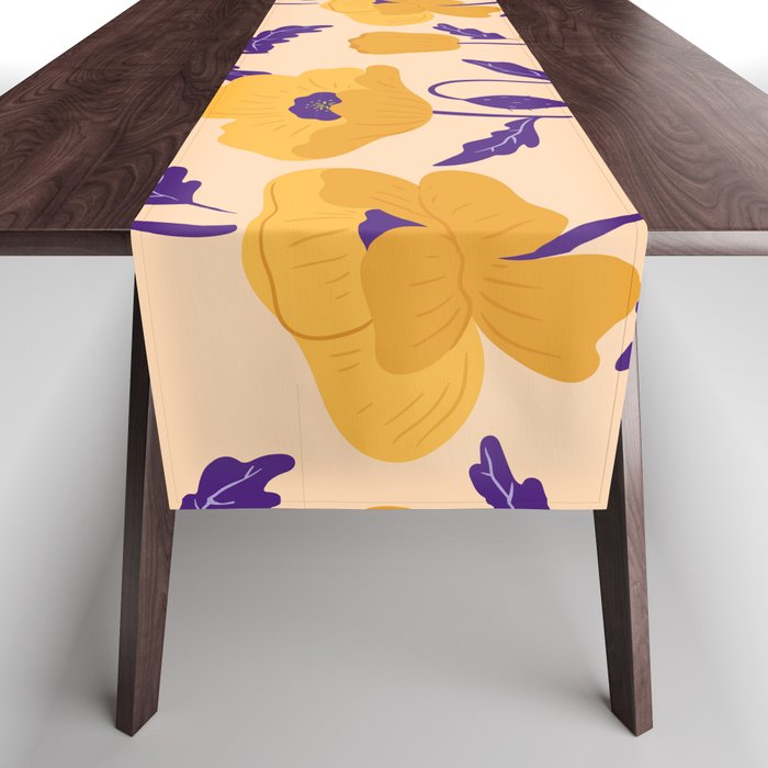 Gold Poppies Pattern Table Runner