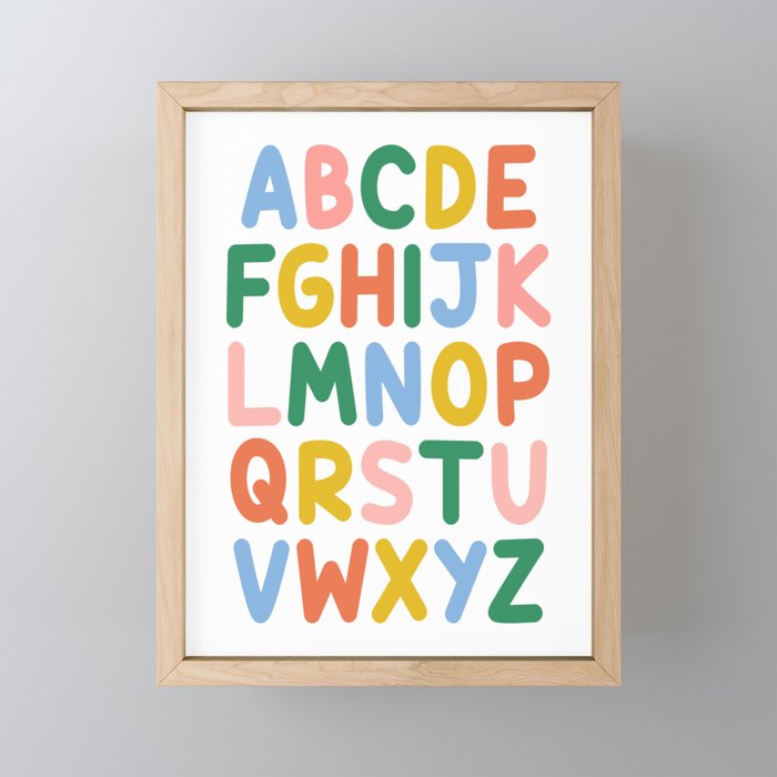 Alphabet Poster - Colorful ABC Nursery Prints Framed Mini Art Print