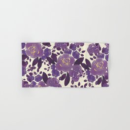 Elegant ivory gold lavender purple watercolor floral  Hand & Bath Towel