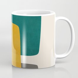 Teal Mustard Abstract Shapes 01 Coffee Mug
