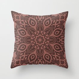 Elegant terracotta clay mandala - tone on tone Throw Pillow