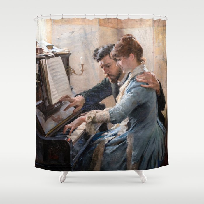 Albert Edelfelt - Playing the Piano Shower Curtain