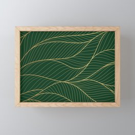 Green emerald with gold lines Framed Mini Art Print