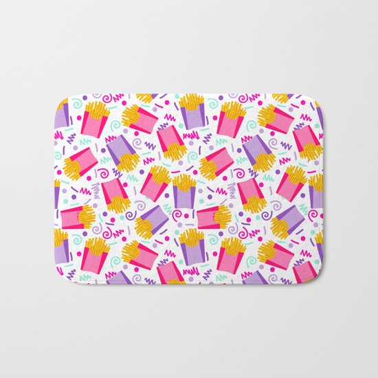 French Fries junk food party time razzle neon bright happy fun kids children pop art pattern foods Bath Mat