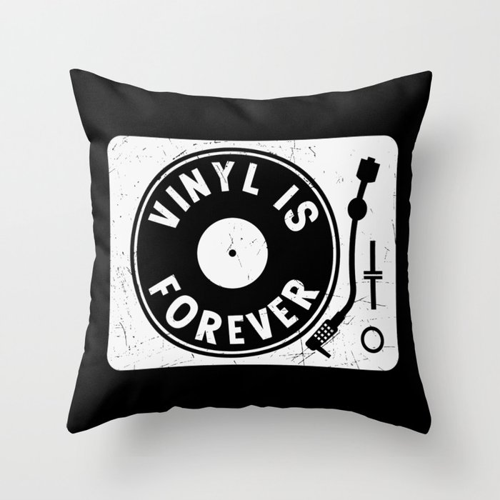 Vinyl Is Forever Retro Music Throw Pillow