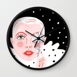 Cold Spring Wall Clock | Watercolor, Coldspring, Painting, Cold, Shorthair, Curated, Girl, Winter, Spring, Woman 