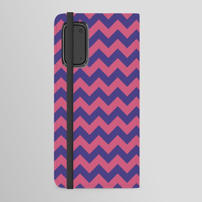 Dark Slate Blue and Blush Chevrons Android Wallet Case