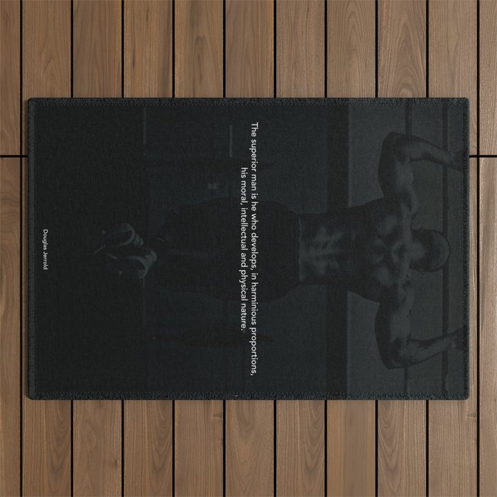 Manly Stoic Gym Poster For Men Outdoor Rug