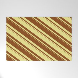 [ Thumbnail: Tan and Brown Colored Lines/Stripes Pattern Welcome Mat ]