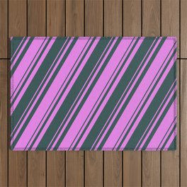 [ Thumbnail: Violet and Dark Slate Gray Colored Lines Pattern Outdoor Rug ]