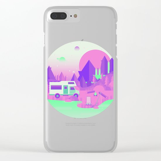 Outer Space Camping Clear iPhone Case