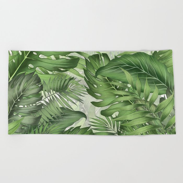 Tropical Jungle Leaf Botanical Beach Towel