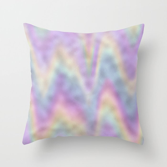 Holographic Iridescent Rainbow Chevron Foil Throw Pillow