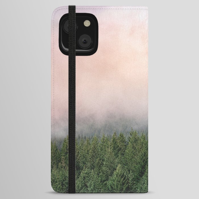 Epic PNW Forest Fog Misty Sunset iPhone Wallet Case
