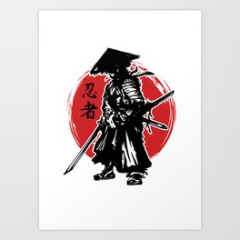 Ronin Japanese Samurai vector illustration Art Print