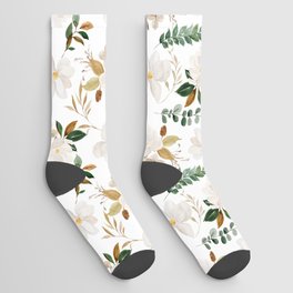 Magnolia Watercolor Floral Socks