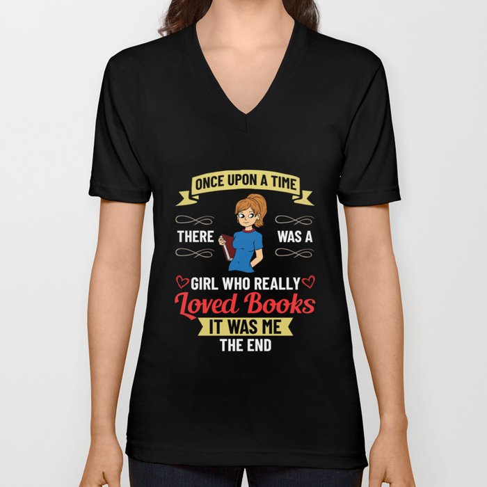 Book Girl Reading Women Bookworm Librarian Reader V Neck T Shirt