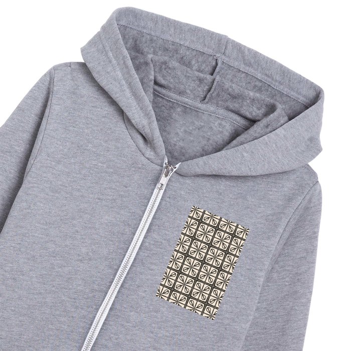 Sorrel Tile Pattern in Charcoal and Almond Cream 3 Kids Zip Hoodie