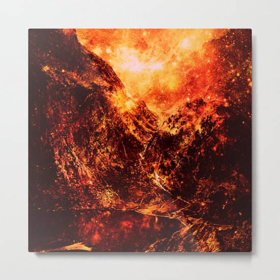 Fiery galaxy Mountains Metal Print