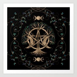 Tree of Life Pentagram Moon Ornament Art Print