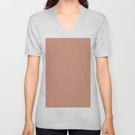 Muted Clay Brown V Neck T Shirt