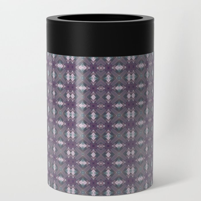 Purple Green Diamond Crisscross Geometric Art Can Cooler