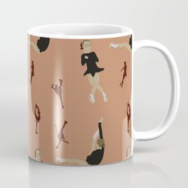 Figure Skating SeamlessPattern with Illustration and Silhouettes of Ice Skaters in Various Poses Mug