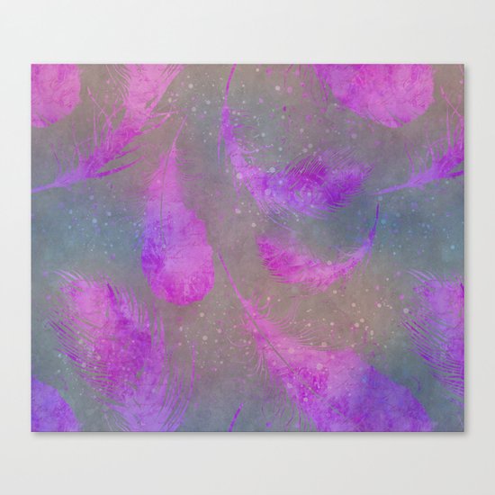 pink watercolor feather pattern Canvas Print
