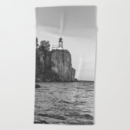 Split Rock Lighthouse | Black And White Photography | Minnesota Beach Towel
