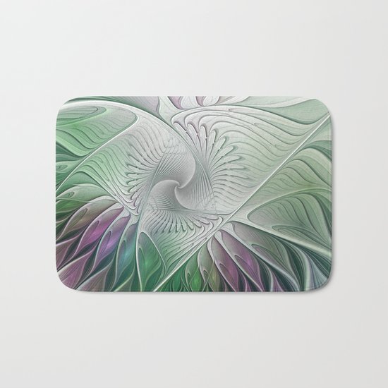 Colorful Fantasy Flower, Abstract Fractal Art Bath Mat