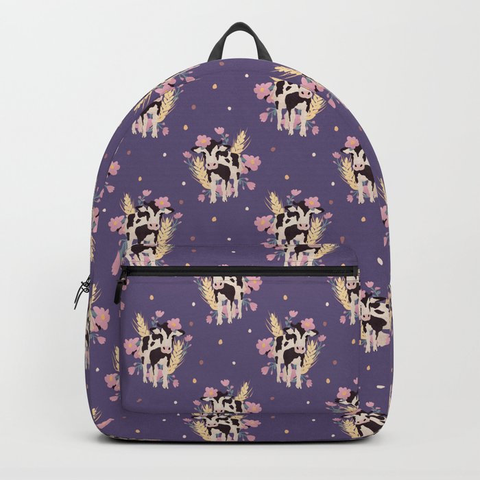 Cute Cow on Purple Backpack