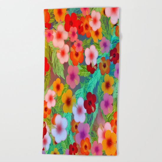 Colorful Hibiscus Beach Towel
