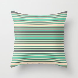 [ Thumbnail: Aquamarine, Dim Gray, and Bisque Colored Lines/Stripes Pattern Throw Pillow ]