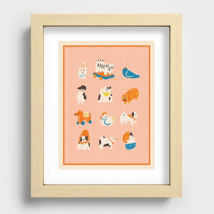 Japanese folk toys Recessed Framed Print