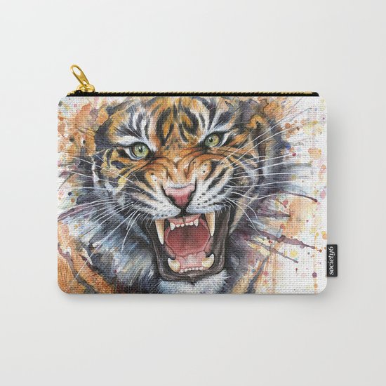 Tiger Watercolor Wild Animal Jungle Animals Carry-All Pouch