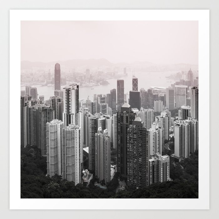 Hazy Hong Kong downtown view Art Print