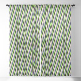 [ Thumbnail: Eye-catching Tan, Dark Grey, Midnight Blue, Chartreuse, and Black Colored Stripes/Lines Pattern Sheer Curtain ]