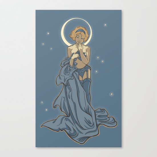 Mucha Pin Up Girl Canvas Print