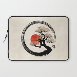 Enso Circle and Bonsai Tree on Canvas Laptop Sleeve